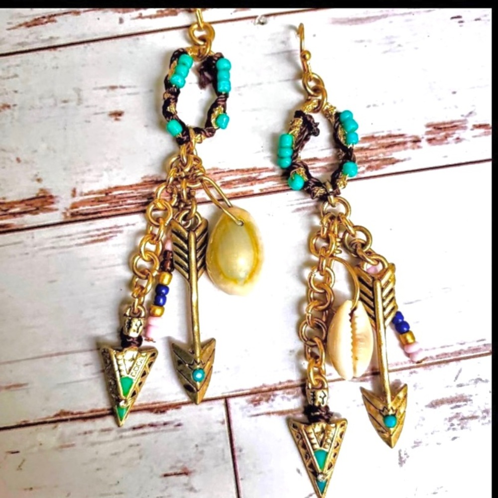Boho Shell & Arrow Earrings